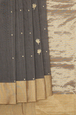 Image of Chanderi Silk Cotton Grey Saree