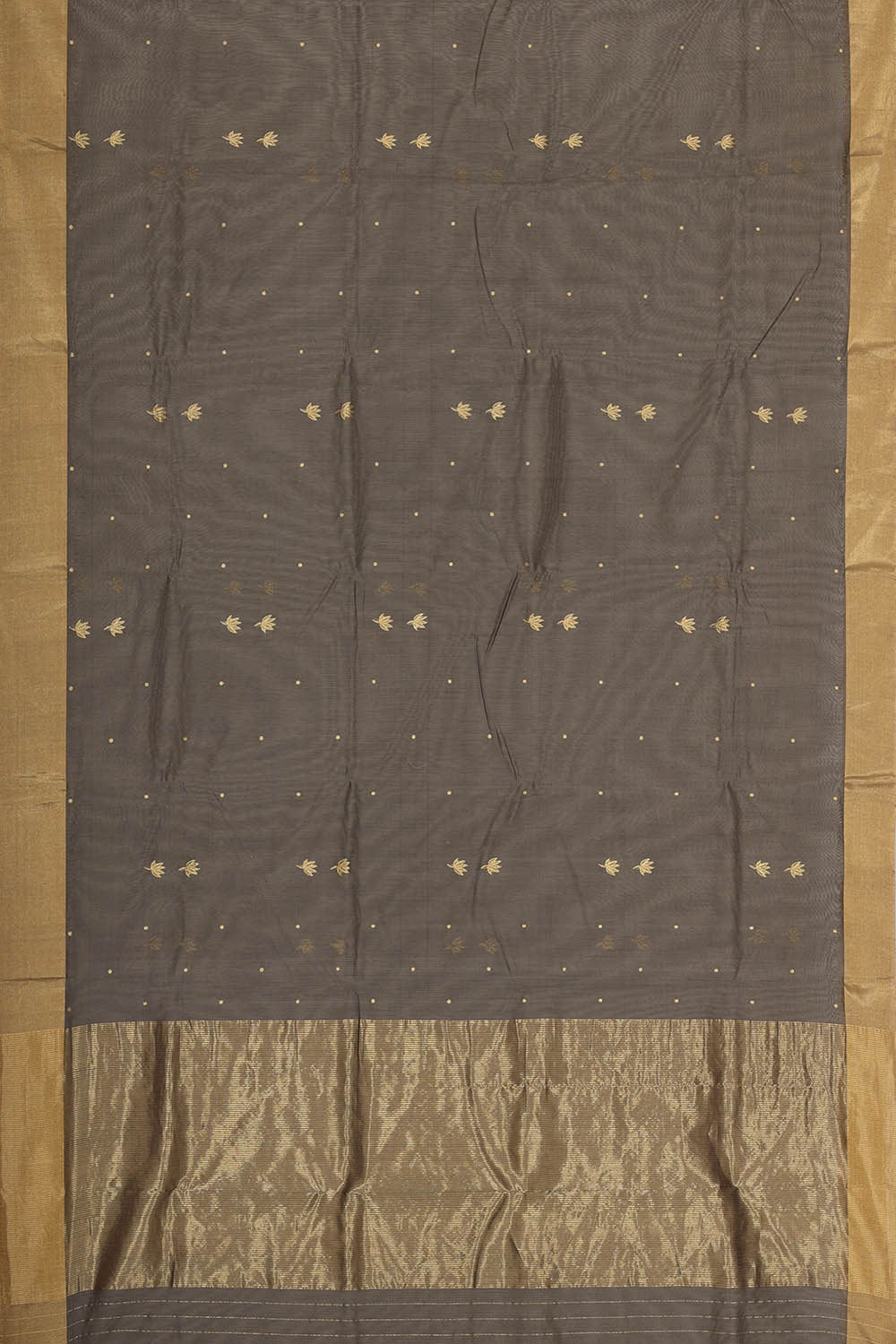 Image of Chanderi Silk Cotton Grey Saree