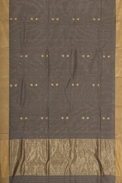 Image of Chanderi Silk Cotton Grey Saree