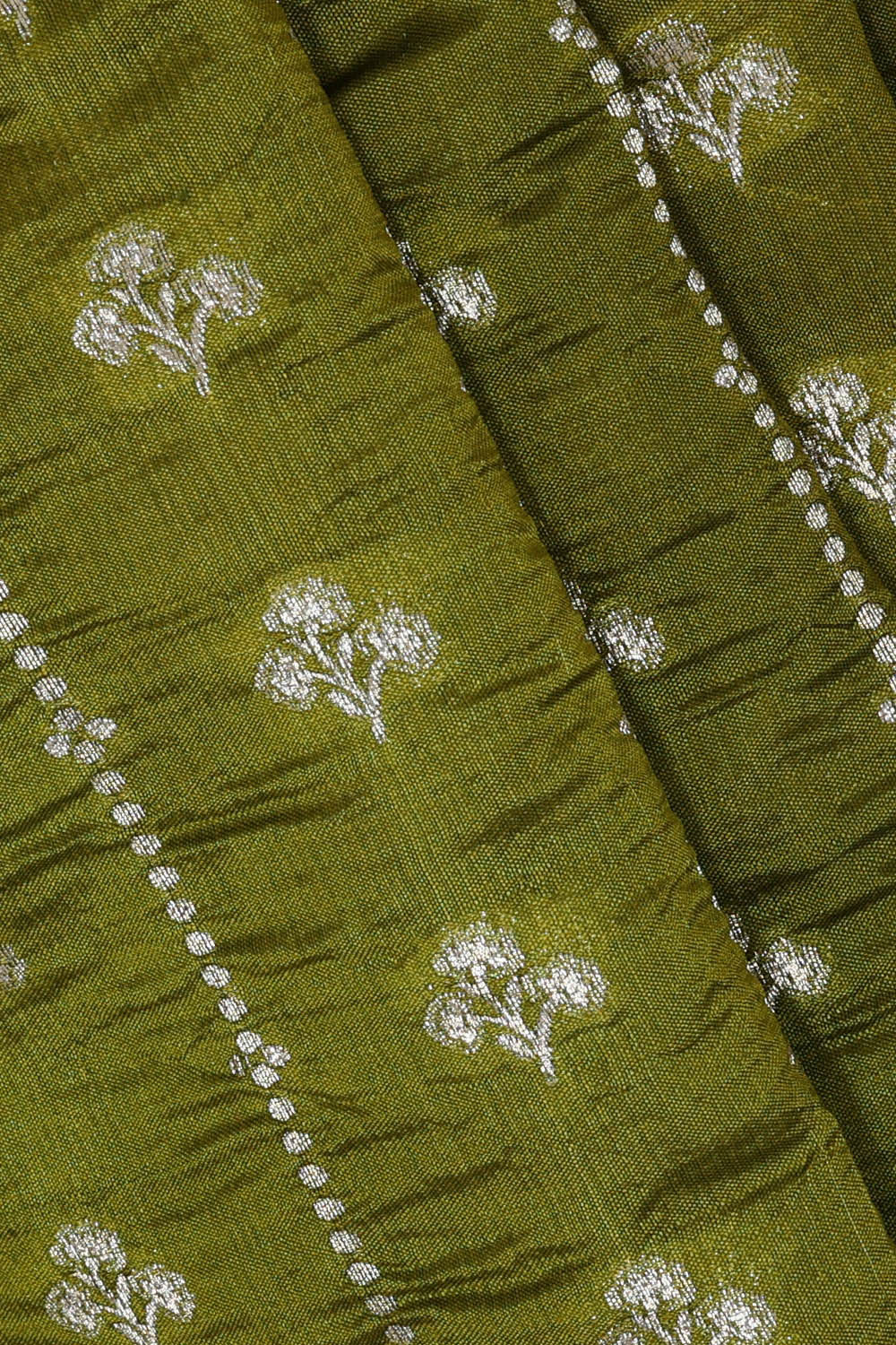 Banarasi Chiniya Silk Mehndi Green Saree