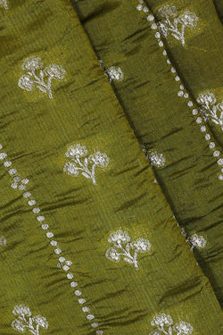 Image of Banarasi Chiniya Silk Mehndi Green Saree