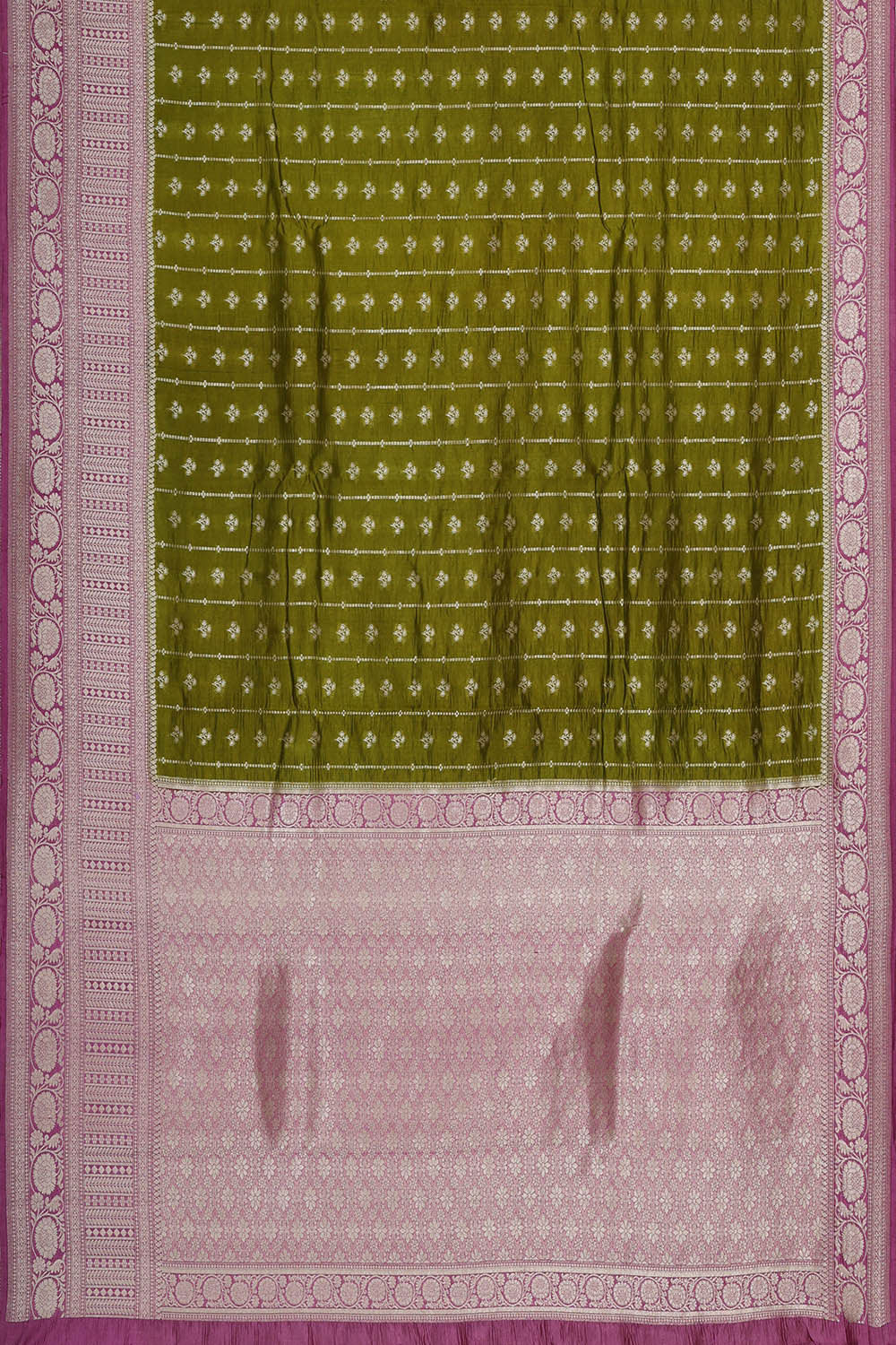 Banarasi Chiniya Silk Mehndi Green Saree