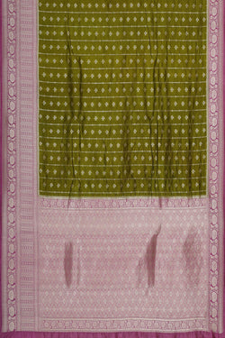 Image of Banarasi Chiniya Silk Mehndi Green Saree