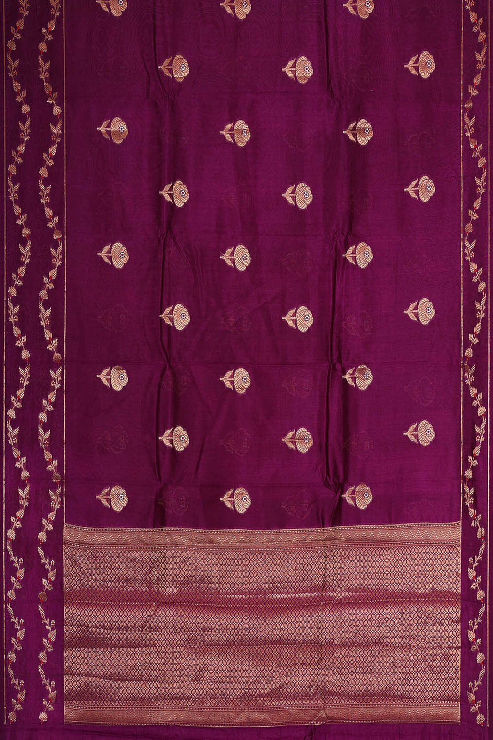 Banarasi Chiniya Silk Deep Wine Saree