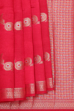 Image of Banarasi Chiniya Silk Red Saree