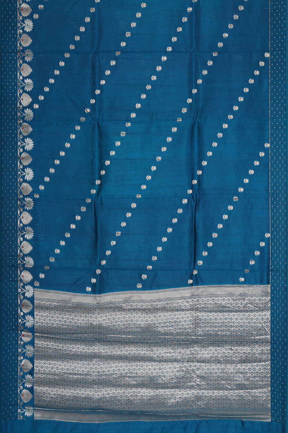 Banarasi Chiniya Silk Teal Blue Saree