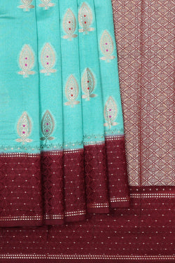 Image of Banarasi Chiniya Silk Sky Blue Saree