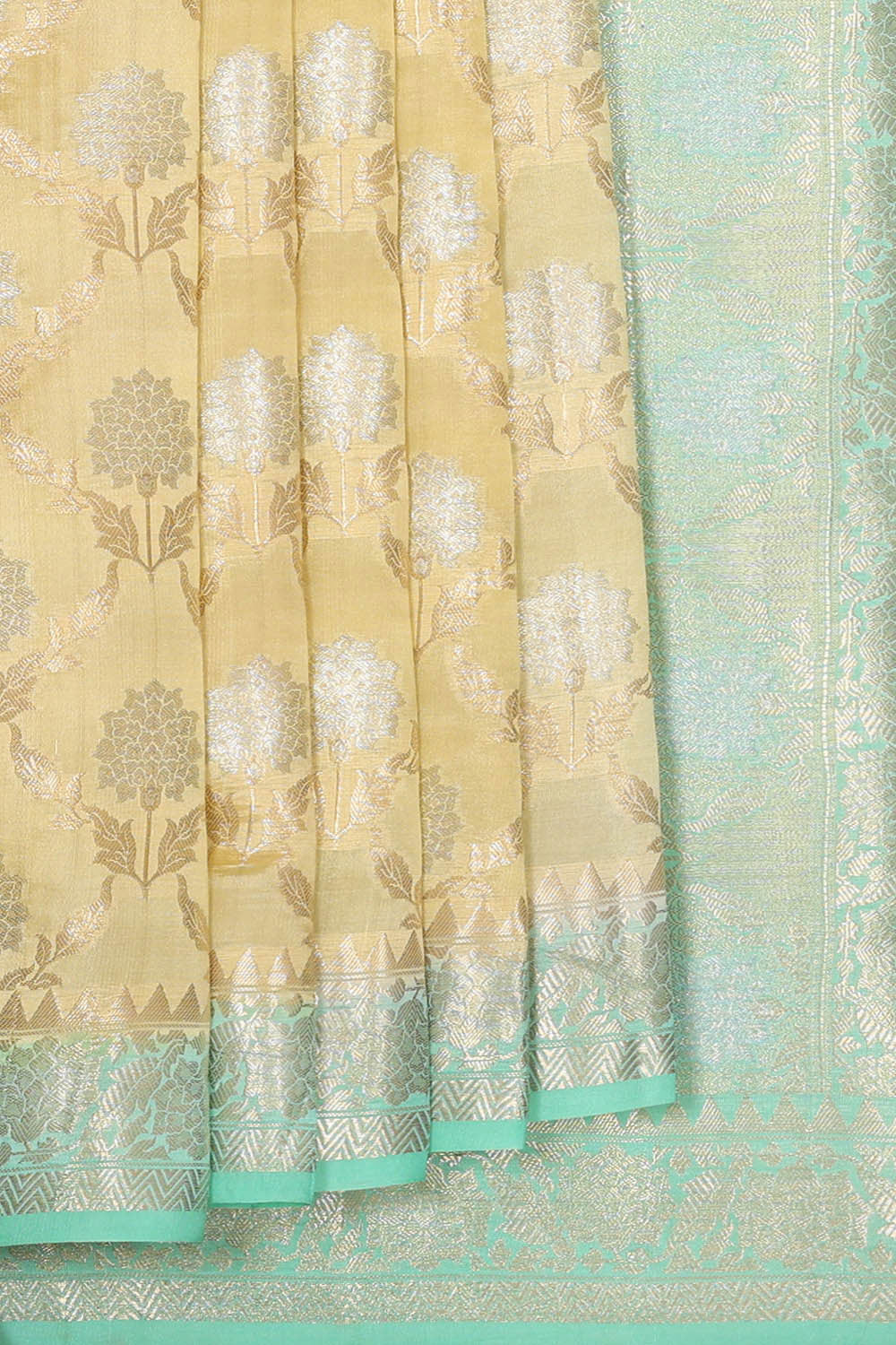 Banarasi Chiniya Silk Dark Cream Saree