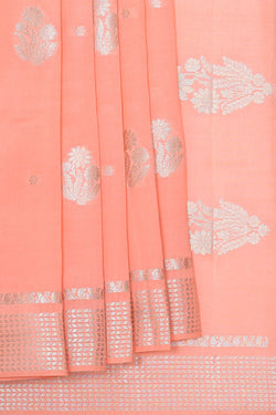 Image of Banarasi Chiniya Silk Peach Saree