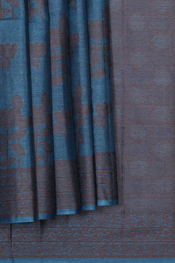 Image of Banarasi Tussar Teal Blue Saree