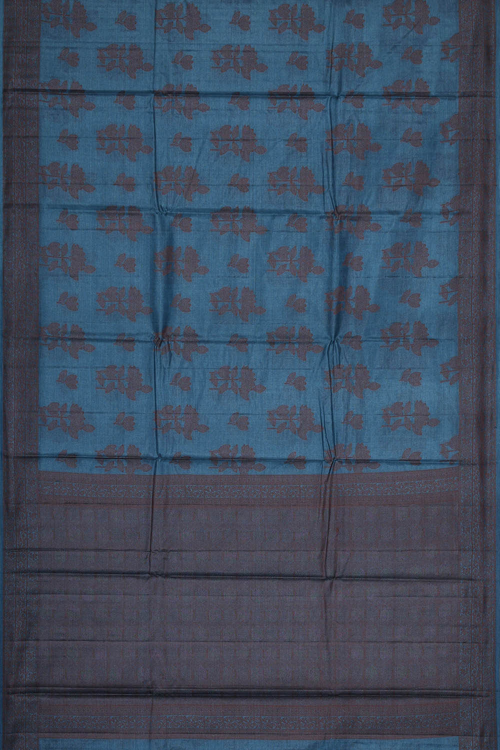 Banarasi Tussar Teal Blue Saree