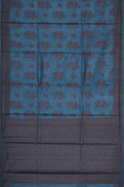 Image of Banarasi Tussar Teal Blue Saree