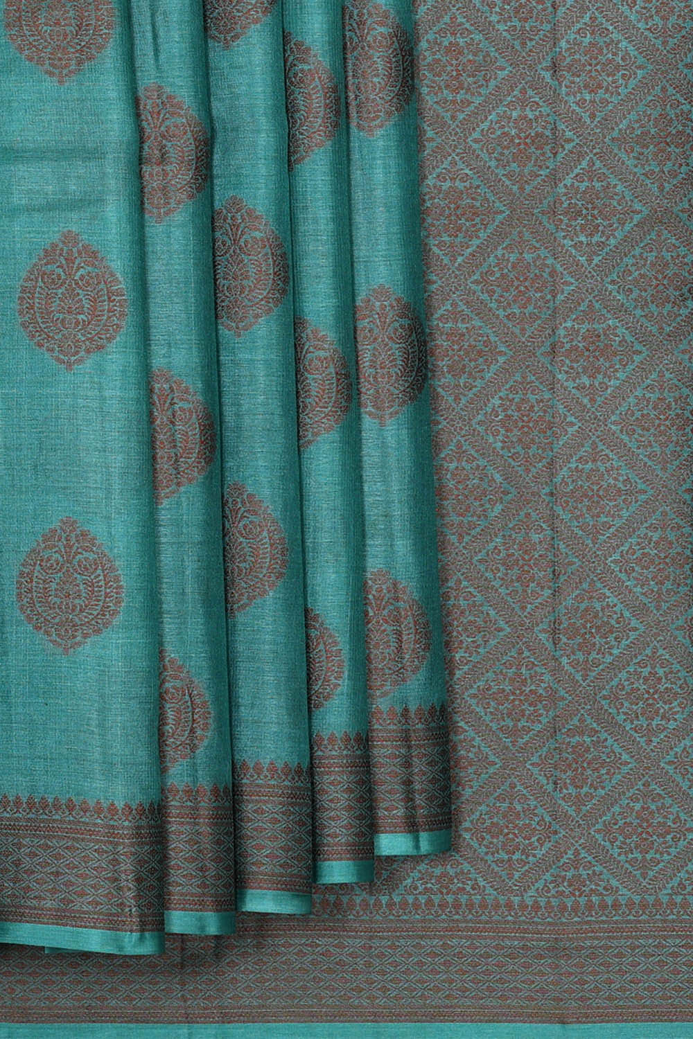 Banarasi Tussar Turquoise Blue Saree