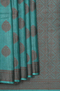 Image of Banarasi Tussar Turquoise Blue Saree