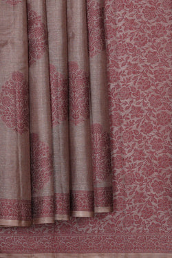 Image of Banarasi Tussar Dull Cream Saree