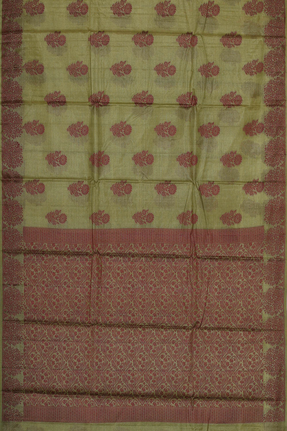 Banarasi Tussar Pista Green Saree