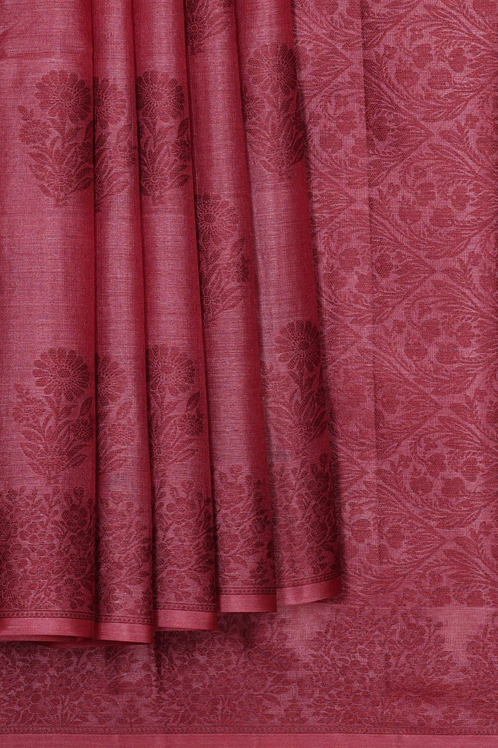 Banarasi Tussar Pinkish Red Saree