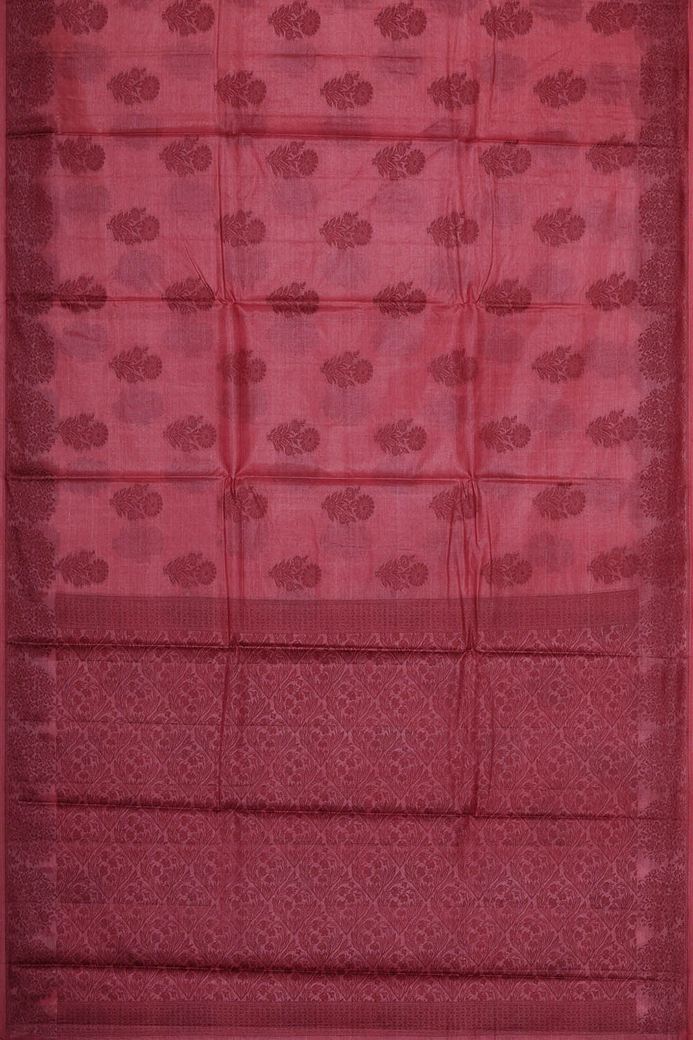 Banarasi Tussar Pinkish Red Saree