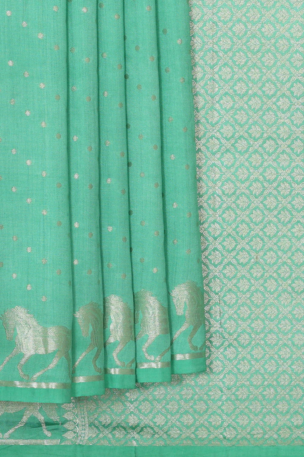 Banarasi Chiniya Silk Sea Green Saree