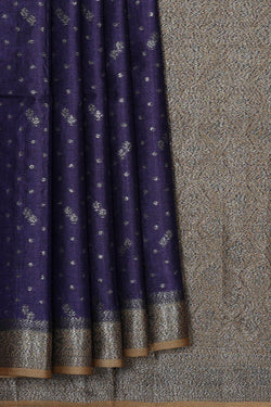 Image of Banarasi Tussar Navy Blue Saree