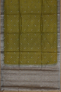 Image of Banarasi Tussar Golden Green Saree