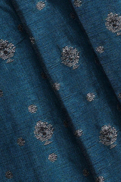 Image of Banarasi Tussar Peacock Blue Saree