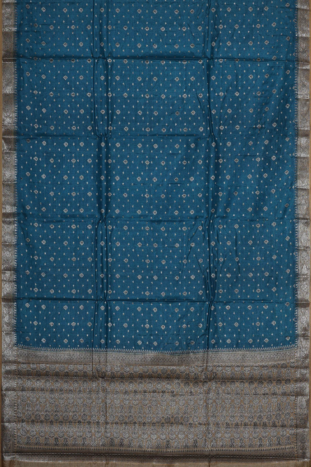 Banarasi Tussar Peacock Blue Saree