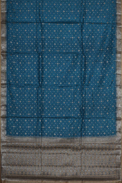 Image of Banarasi Tussar Peacock Blue Saree