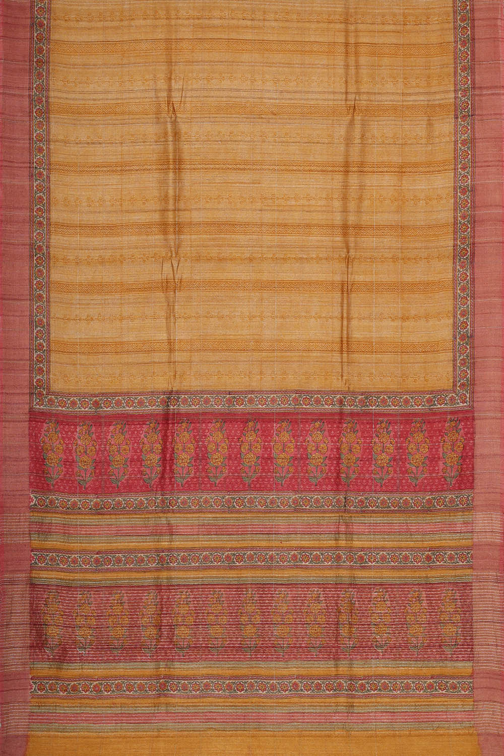 Printed Tussar Silk Dark Cream Saree