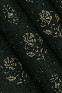 Image of Printed Tussar Bottle Green Saree