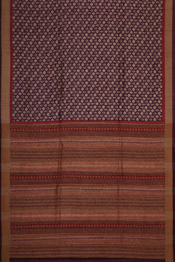 Image of Printed Tussar Violet Saree