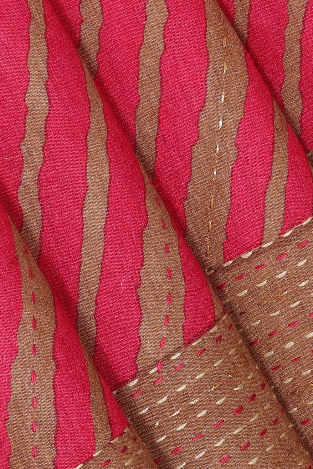 Printed Tussar Silk Reddish Pink Saree