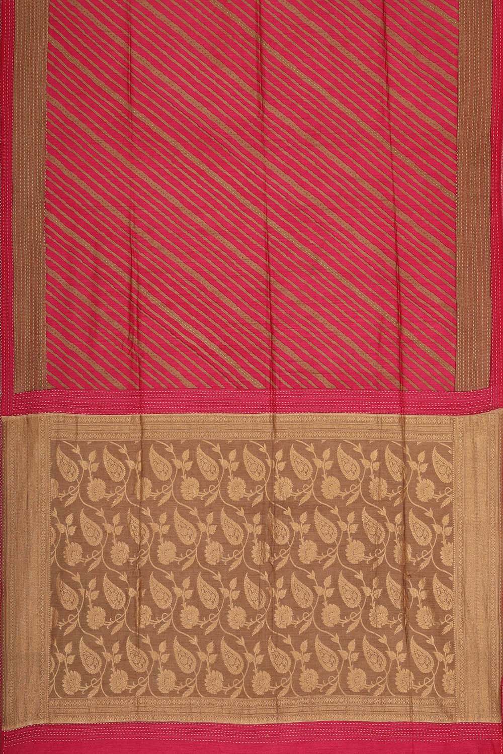 Printed Tussar Silk Reddish Pink Saree