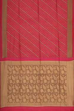 Image of Printed Tussar Silk Reddish Pink Saree