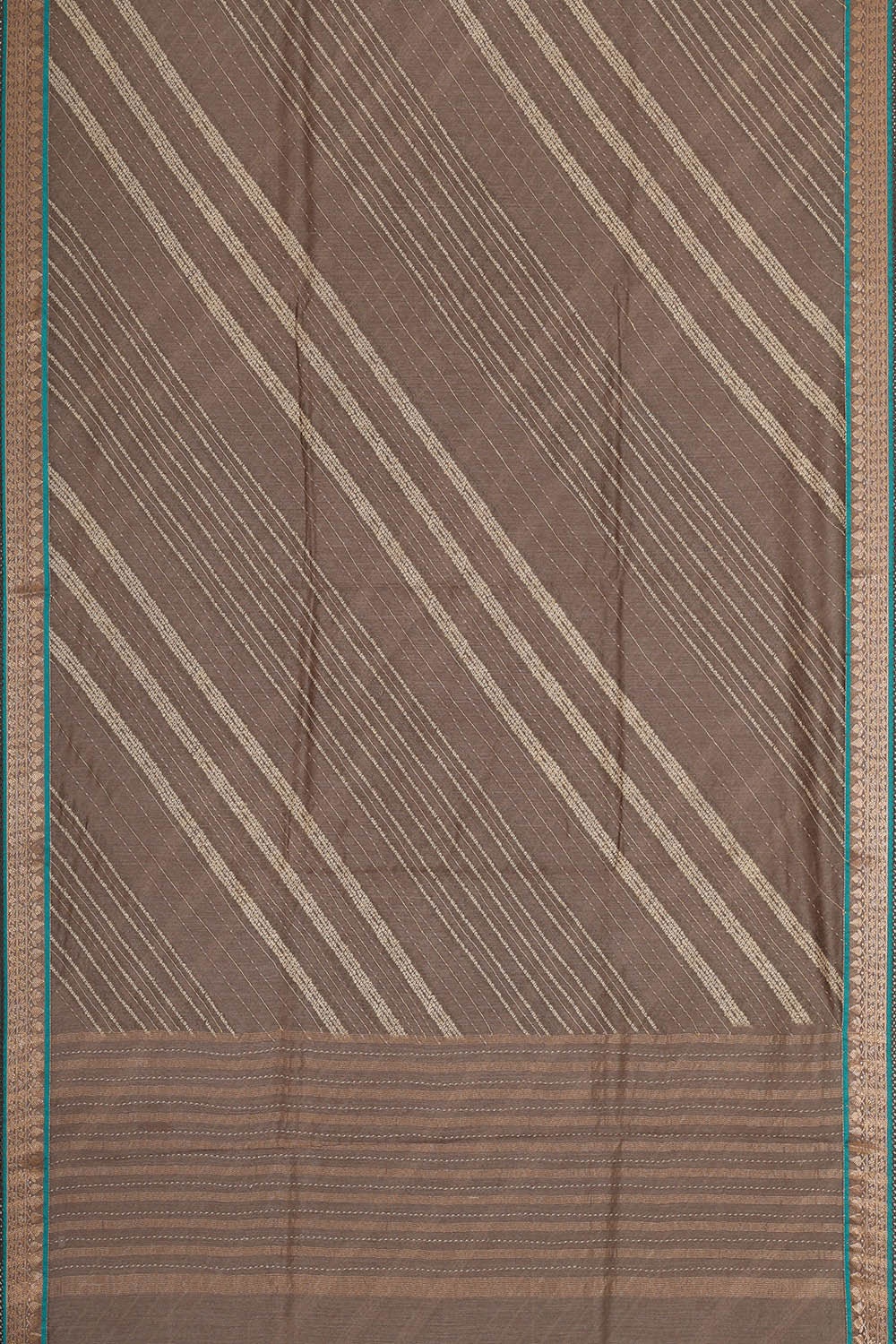 Printed Tussar Silk Creamy Brown Saree