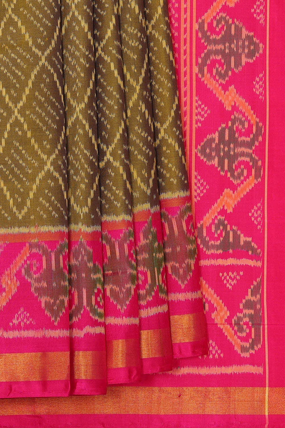 Image of Rajkot Patola Mehndi Green Saree