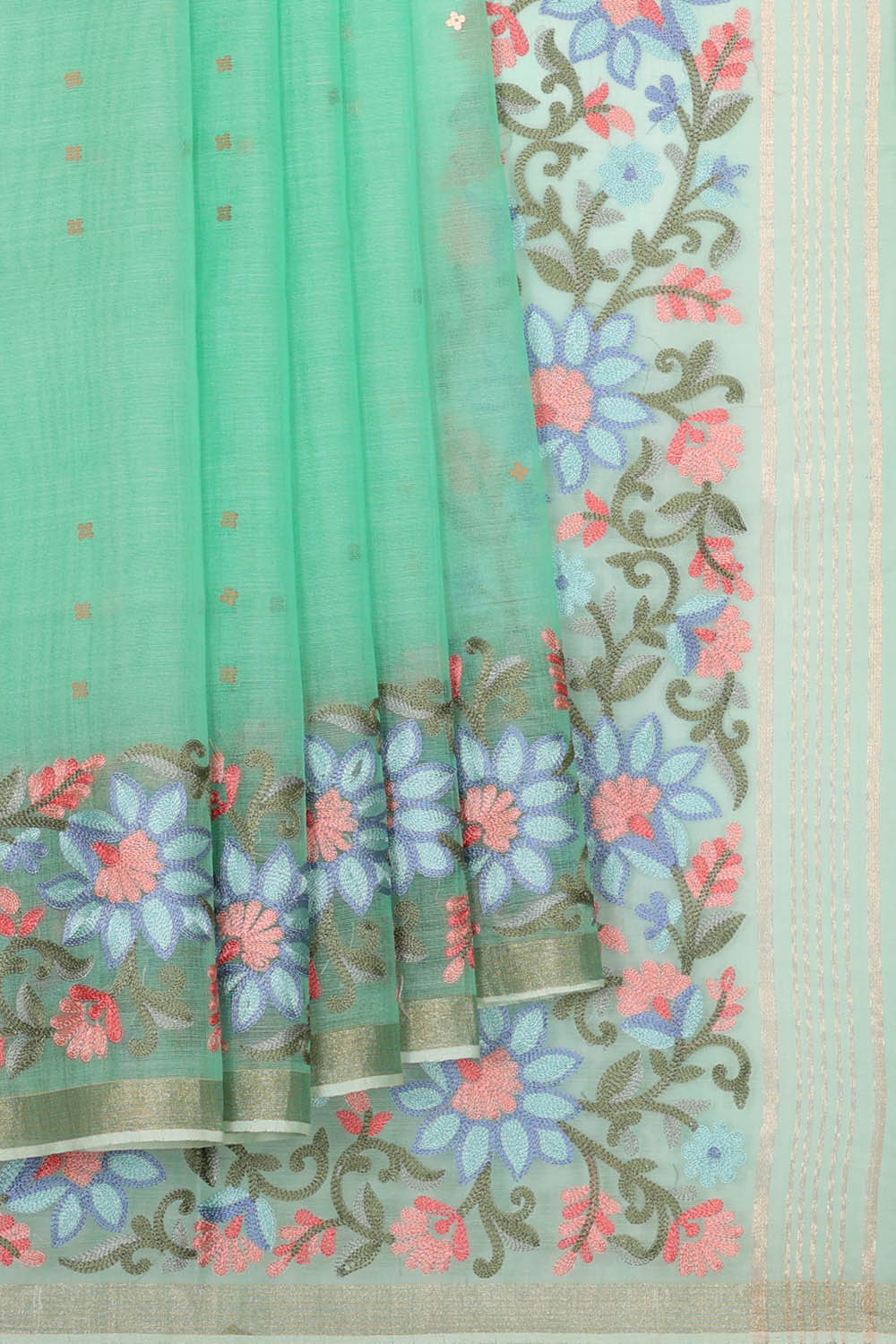 Banarasi Kora Sea Green Saree