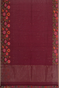 Image of Banarasi Kora Maroon Saree