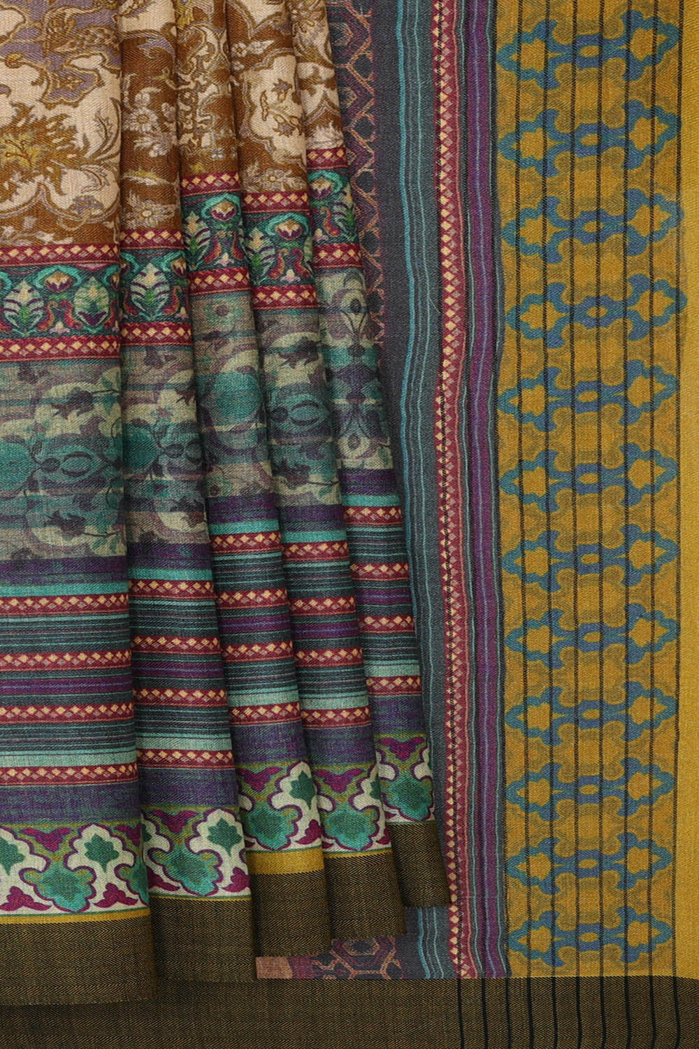 Image of Bhagalpur Tussar Printed Multicolour Saree