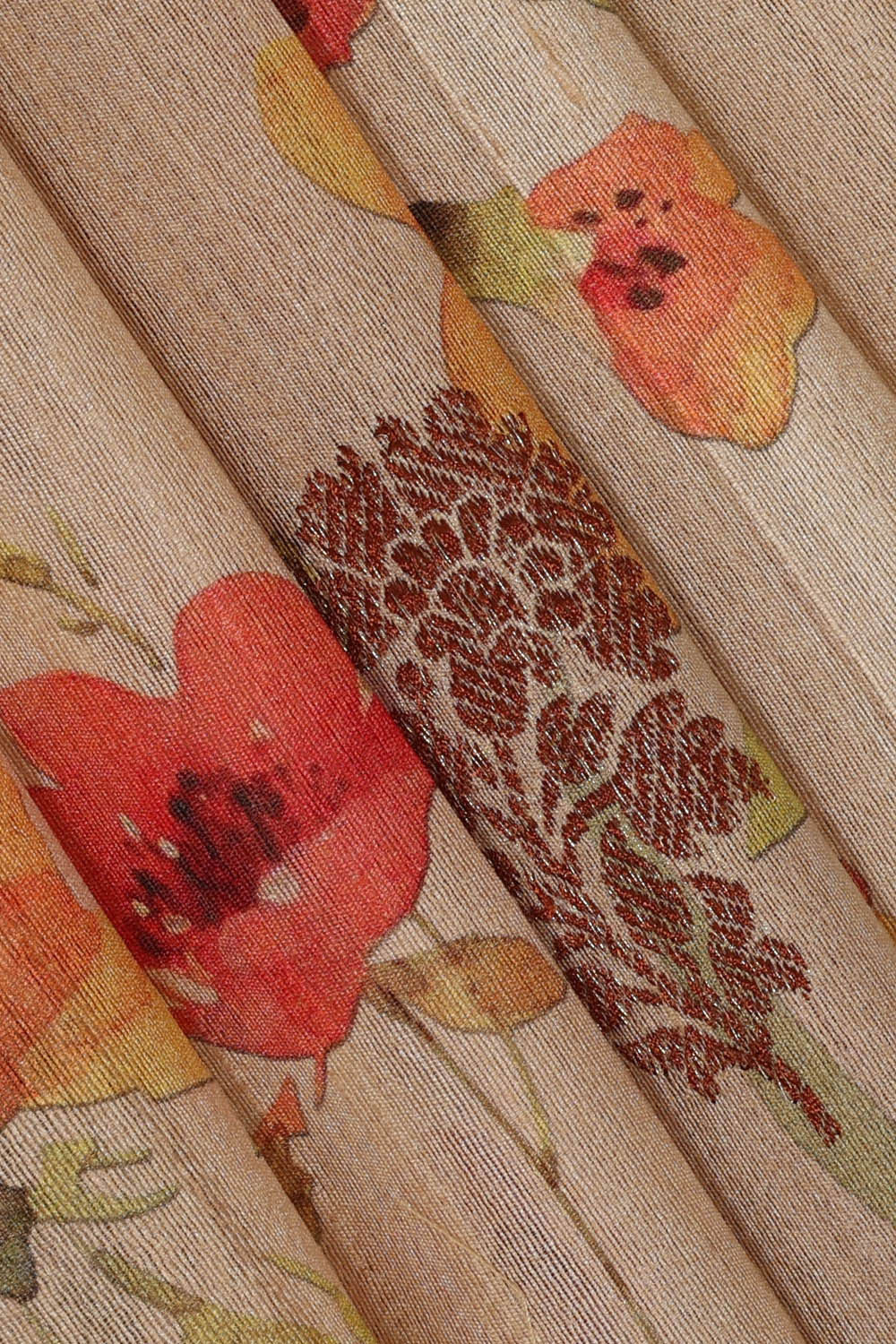 Image of Printed Tussar Cream Saree