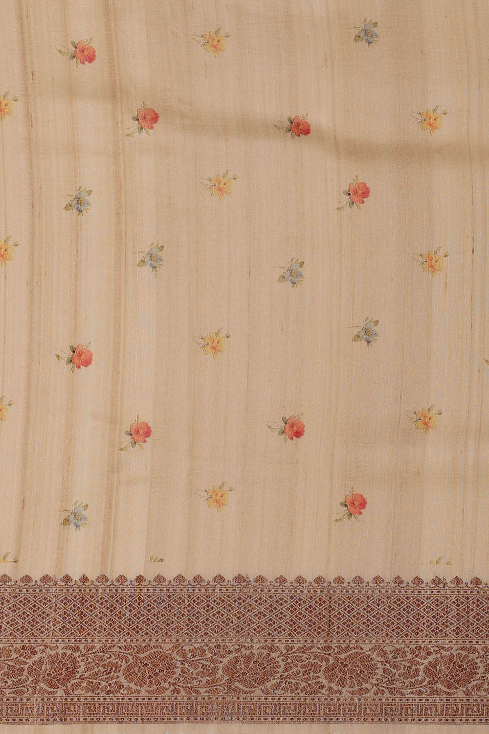 Image of Printed Tussar Cream Saree