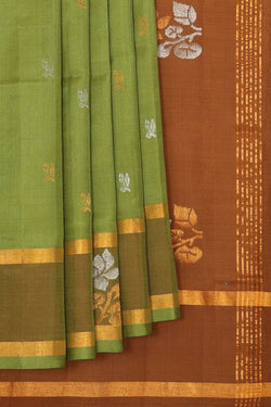 Image of Uppada Silk Pista Green Saree