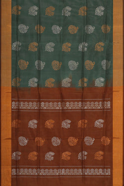 Image of Uppada Silk Greyish Green Saree