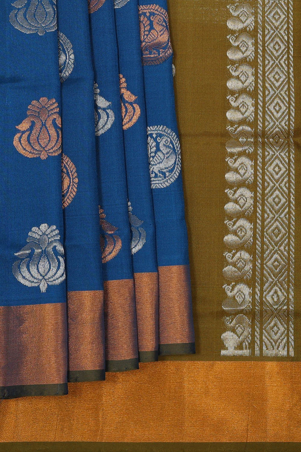 Uppada Silk Peacock Blue Saree