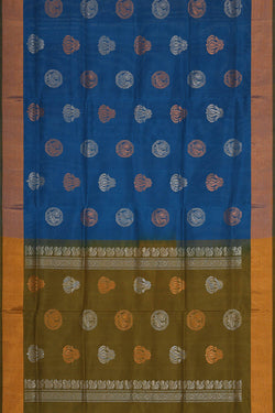 Image of Uppada Silk Peacock Blue Saree