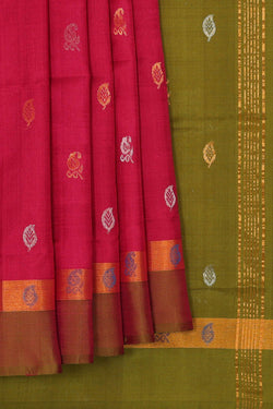 Image of Uppada Silk Pinkish Red Saree