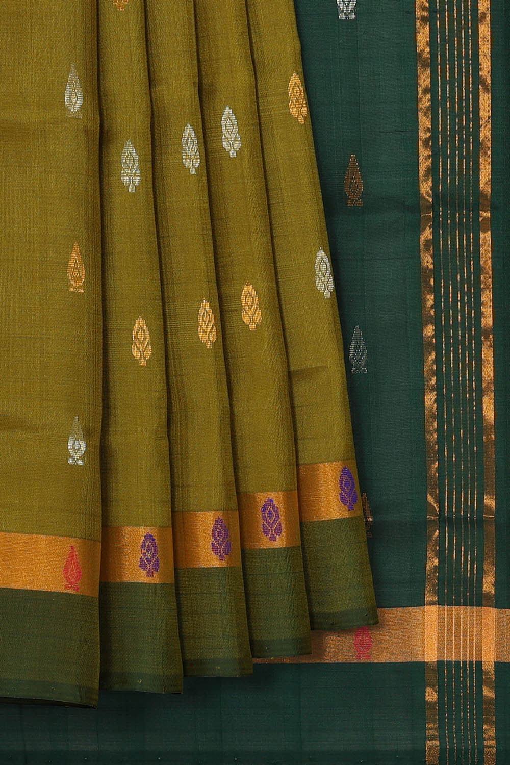 Uppada Silk Golden Green Saree