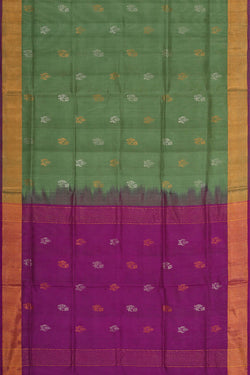 Image of Uppada Silk Dull Green Saree