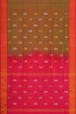 Image of Uppada Silk Olive Green Saree