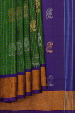 Image of Uppada Silk Leafy Green Saree